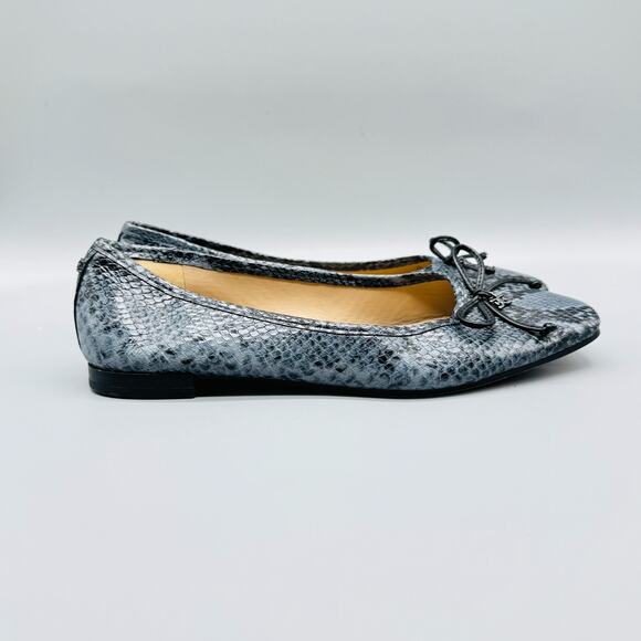 Sam Edelman Womens 9 Blue Leather Snake Print Ballet Flats Casual Slip On Shoes - Picture 1 of 11